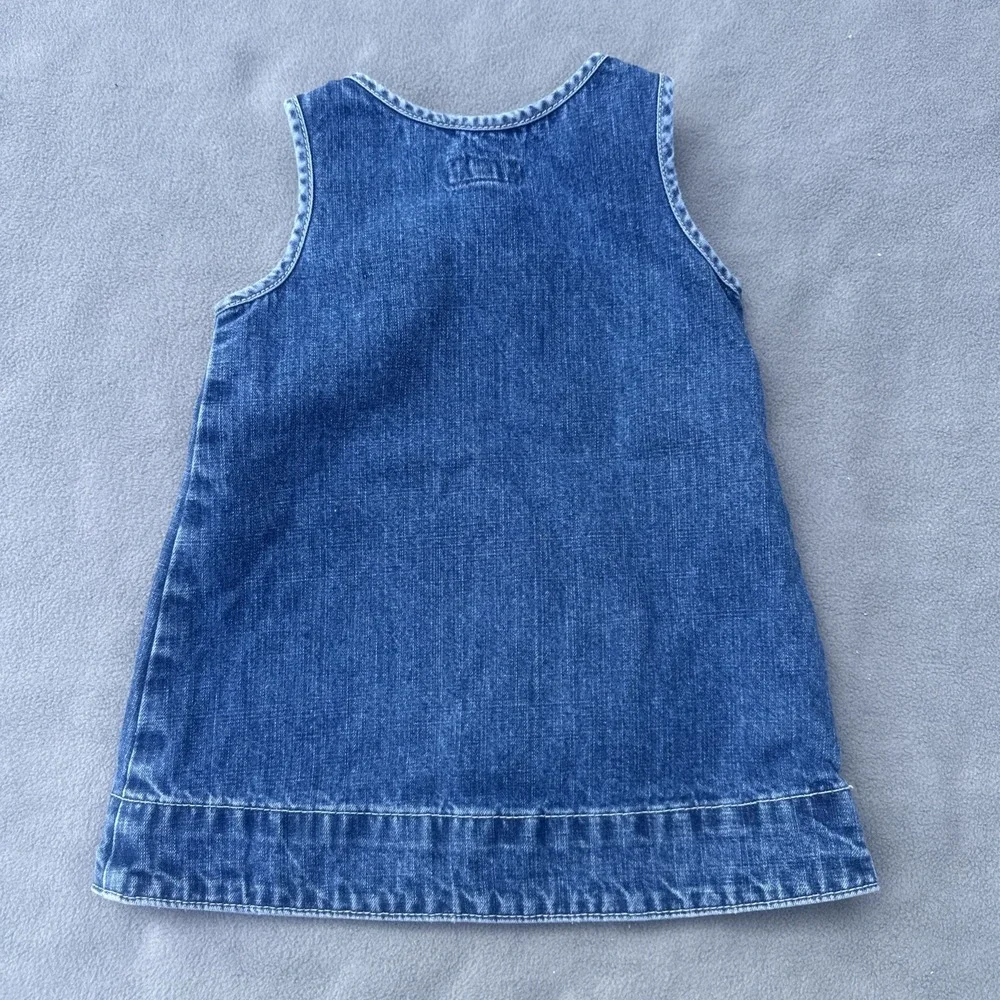 VTG Ralph Lauren Denim Overall Dress Size 18M Baby Girls Blue Jumper Anchor Logo
